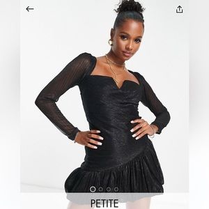 ASOS ever new petite ruched metallic bubble hem mini dress